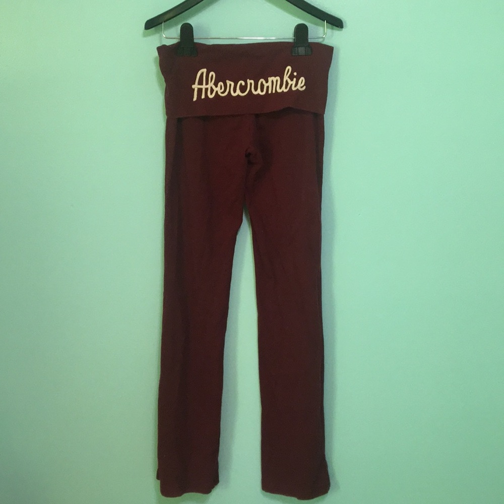 Abercrombie and Fitch burgundy and blue sweatpants